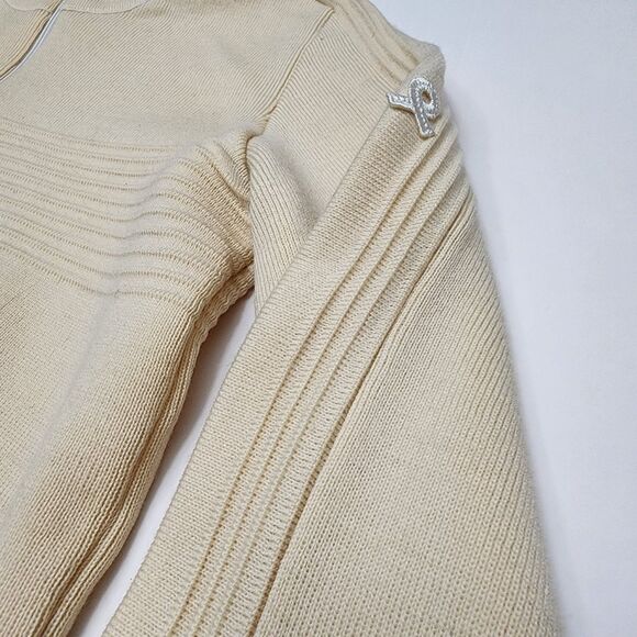 Vintage Demetre Beige 100% Virgin Wool 1/2 Zip Sweater Size M - Picture 6 of 10